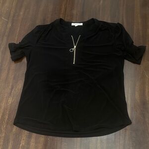 Elegant Black Zippered Blouse